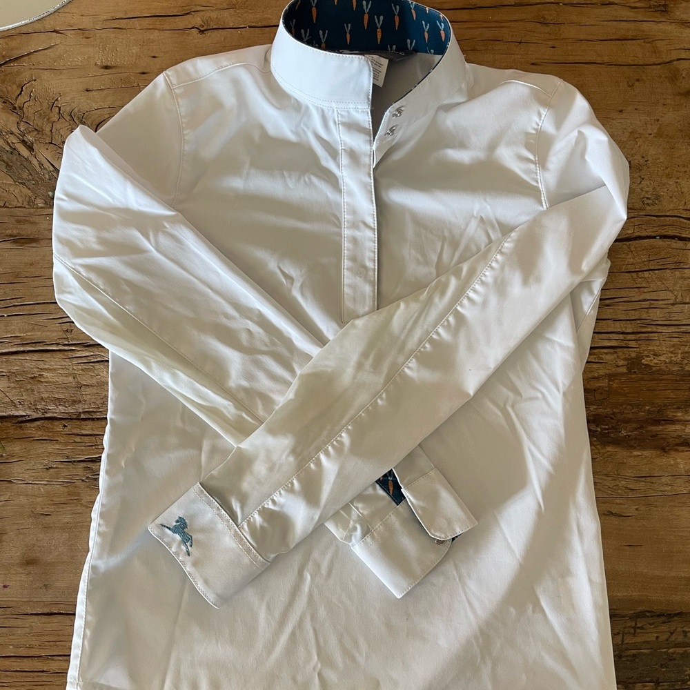 Classic White Kids Blouse with Blue Accents